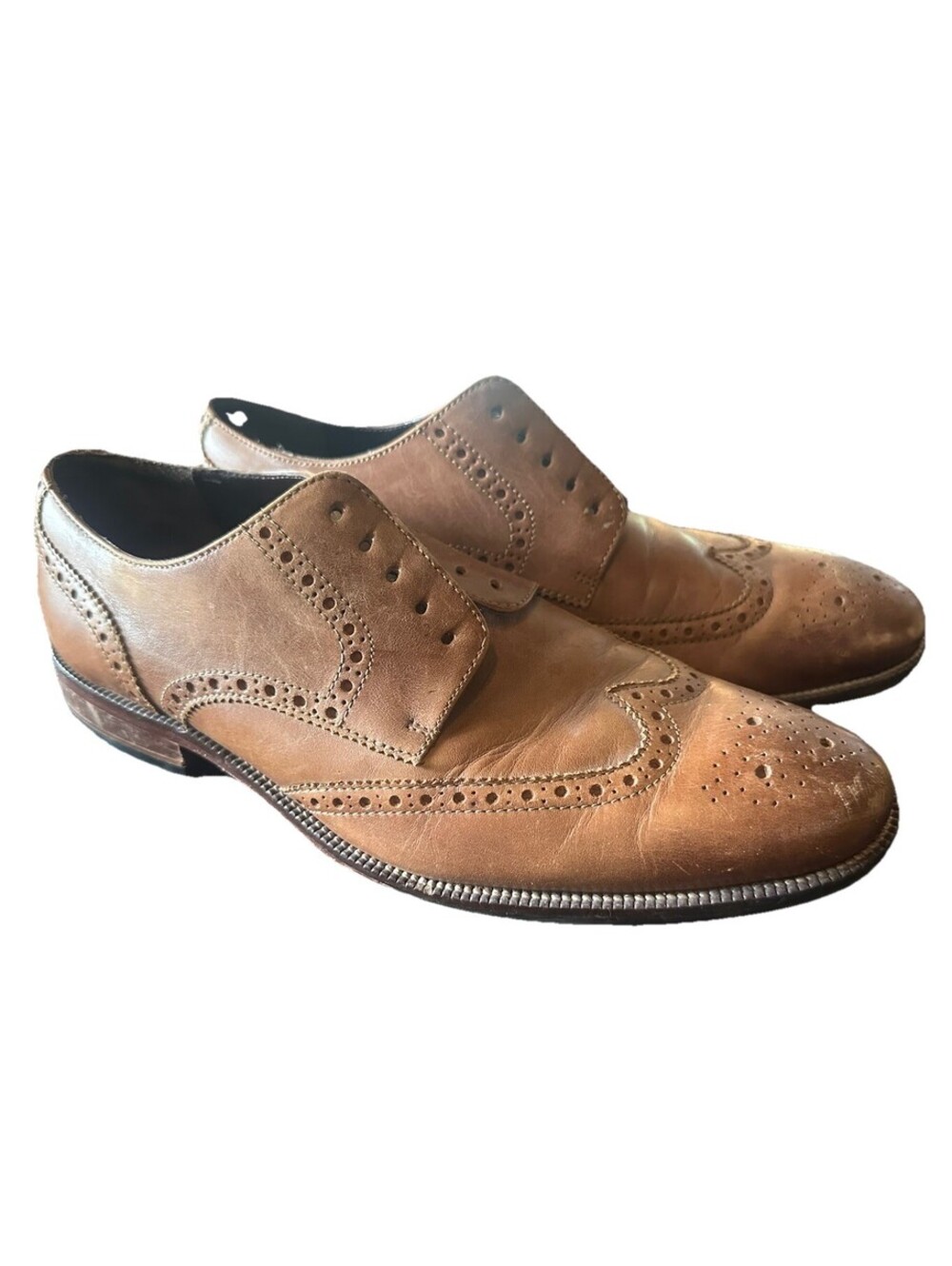 Cole Haan Mens 9M Brown Leather Wingtip Oxford Dress Shoes Brogue